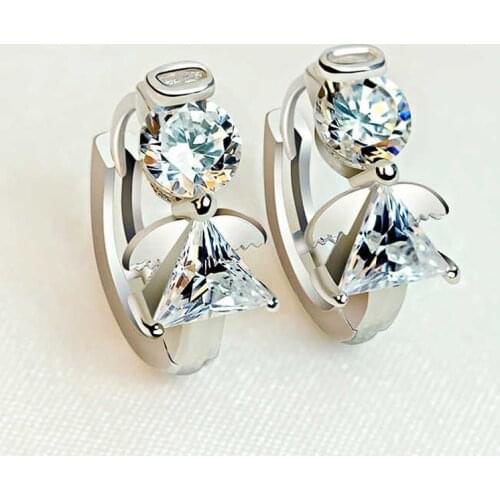 Dainty Angel Hoop Earrings for Women Fancy Girl Accessories Shiny Cubic Zirconia Stud Earring Fashion Versatile Female Jewelry