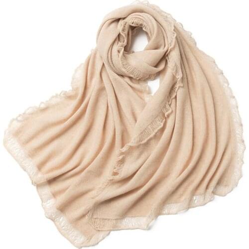 Cashmere knit women fashion ruffled scarfs solid color flounced shawl pashmina 70x200cm wholesale retail