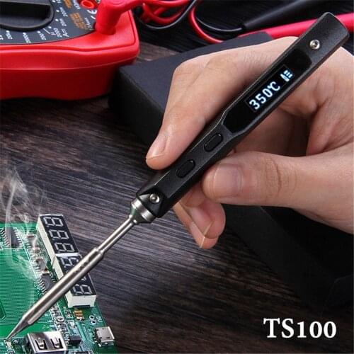 TS100 65W Mini Electric Soldering Iron Station Kit Digital OLED Screen Programable Adjustable Temperature with Solder Tip