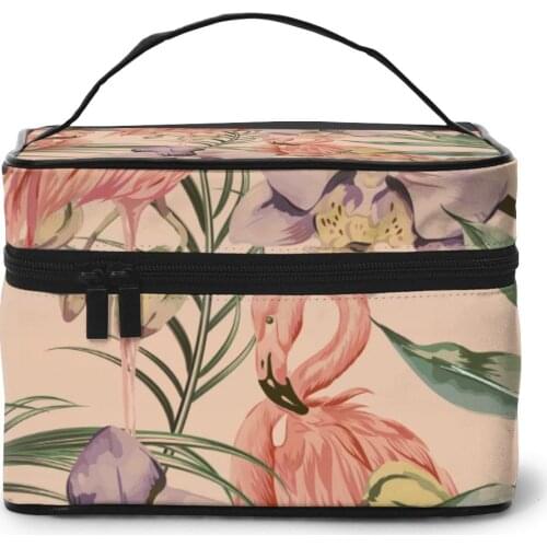 2021 Multi-function Travel Organizer Bag Palm Leaves Jungle And Flamingos Women Cosmetic Bag Beauty Makeup Toiletry Wash Bags