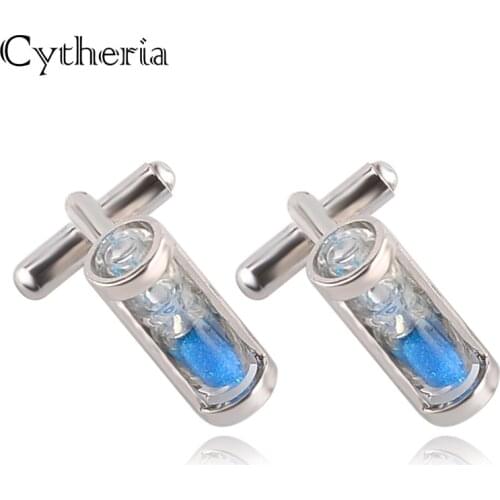 Hourglass Cufflinks For Mens Time reversal cufflink button business man trendy cuff links party gift cuff link moving sand grit