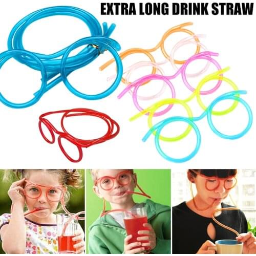 Soft Novelty Juice Kids Straw Glasses Long Tube Fun Drinking Straw for Children EF