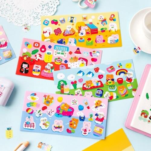 20sets Kawaii Stationery Stickers Milk rabbit and burger bear break Series Planner Decorative Mobile Stickers Scrapbooking