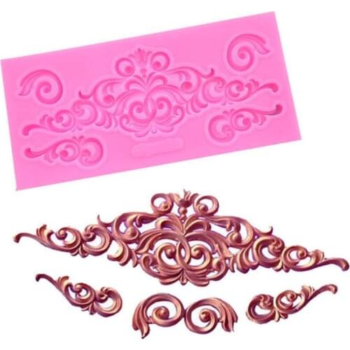 Relief Border Baroque Silicone Molds Wedding Cupcake Topper Fondant Cake Decorating Tools Candy Clay Chocolate Gumpaste Moulds