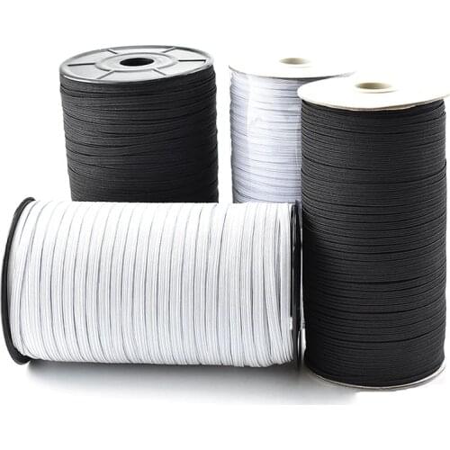 3mm 5mm 6mm Elastic Band For Mask Black White Sewing Rubber Bands Ribbon Spandex Trim Lace Garment Sewing Accessories