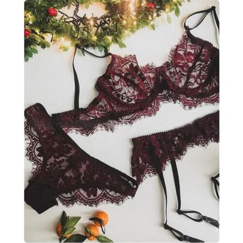 S-3XL Lingerie Sexy Hot Erotic Bra Sets Panty G-string Set Sexy Transparent Lingerie Lace Bra & Brief Sets