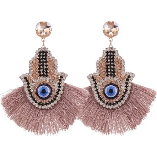 Sehuoran Bohemian Tassel Earrings Finger Pendientes Oorbellen Crystal Stone Long Dangle Drop Earrings For Women Fashion Jewelry