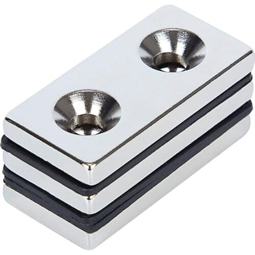 3pcs N52 Strong Magnet 40 x 20 x 5mm Double Hole 5mm D Countersunk Rare Earth Neodymium Magnets Permanent magnet