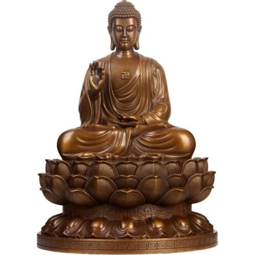 Pure Copper Amitabha Buddha Buddha Ornament Sakya Vairocana Copper Statue Portable Home Car Furnishings