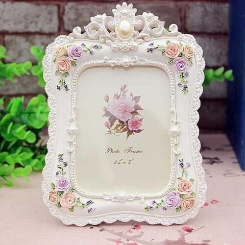 TT Simple Resin Rose Photo Frame 5-Inch Table-Top Picture Frame Creative Photo Frame European Home Photo Frame