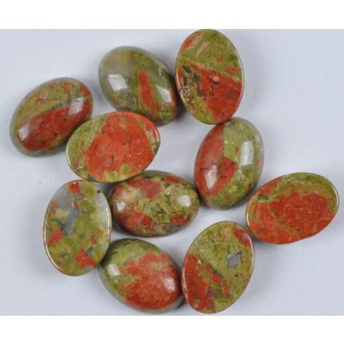 14x10MM Unakite Epidote Bead Oval CAB Jewelry For Woman Gift Making (10 pcs/lot) H137