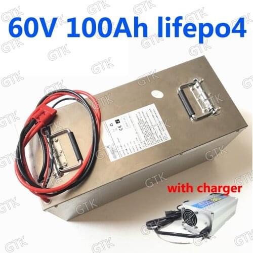 GTK 60V 100AH lifepo4 lithium battery BMS lithium bateria for scooter Inverter EV bike Tricycle caravan EV + 10A charger