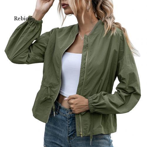 Womens Windbreaker Jacket Summer Coats Long Sleeve Basic Jackets Bomber Thin Jacket Female Jackets Outwear
