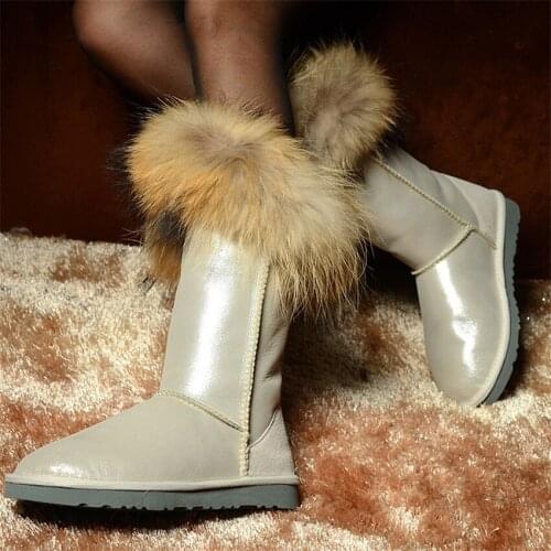 High Quality Woman Snow High Boots Real Sheepskin Winter Boots Genuine Sheepskin Snow Boots Warm Wool Women' Boots
