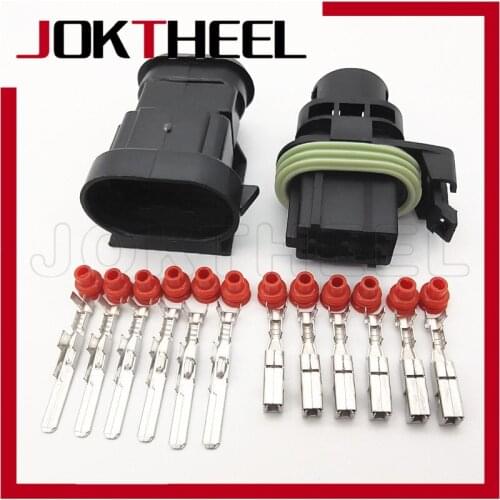 1/5/10/20sets kit 3mm 6 Pin way male female Sealed Black Plastic waterproof automobile electric connector vehicle harness plug