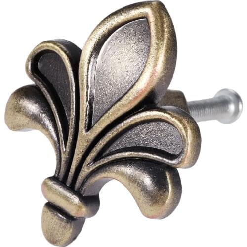 1Pc Antique Bronze Iris Flower Single Hole Drawer Knobs Furniture Wardrobe Door Handle Kitchen Cupboard Cabinet Handle Pull Knob
