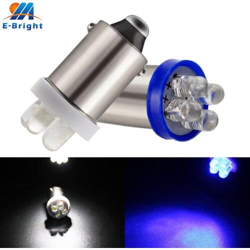 10pcs DC 12V BA9S 4 SMD 4 Leds Bulb 80Lm Map Indicator Reverse Reading Lights Led Plate Light White Blue Red Green Amber