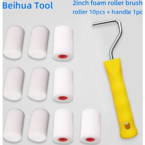 11pcs/set 2inch Foam Roller Brush Kit Children Painting Rolls Sponge Paint Rollers for Wall Decoration Painting Tools Brushes