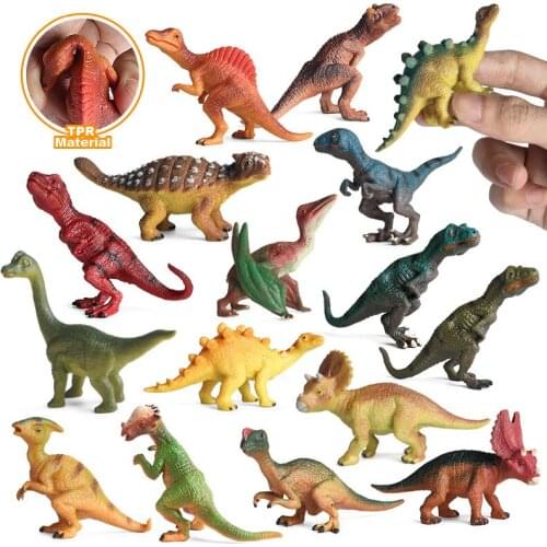 16PCS Childrens TPR Dinosaur Model Set Tyrannosaur Pterosaurus Pachycephalus Dinosaur Toy Set Solid Animal Model Ornaments