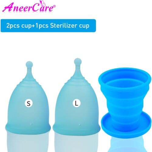 2pcs Feminine Hygiene Menstrual Menstrual Cup Period Reusable Vaginal Cups And Folding Cup Women Silicone Period cup