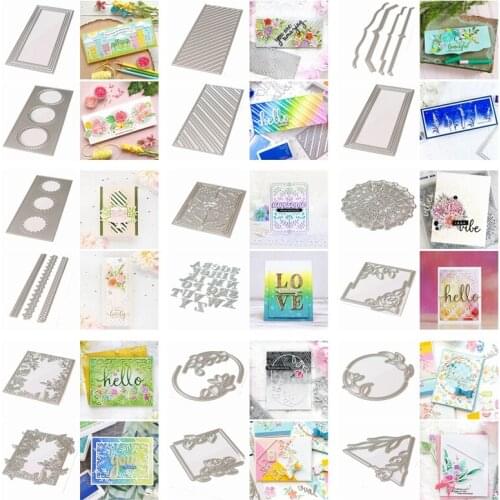 26 Alphabet Circle Rectangle Stripe Floral Frame Cutting Dies DIY Card Make Scrapbook Crafts Stencil New Dies 2020