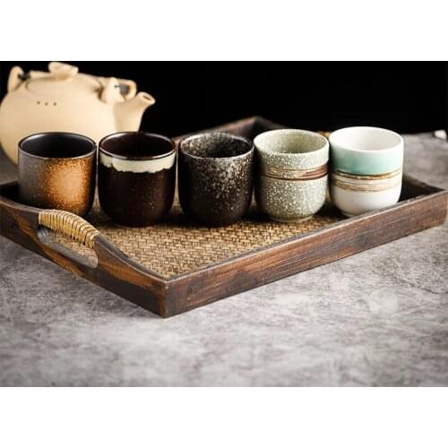 30pcs/lot Japanese tea cup water cup Japanese cuisine retro folding cup handy cup Matcha cup ceramic Kungfu cup customization