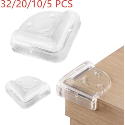 32/30/20/10/5/4 Pcs L Type Baby Silicone Protector Table Corner Protection Clear Children Furniture Anticollision Corner Angle