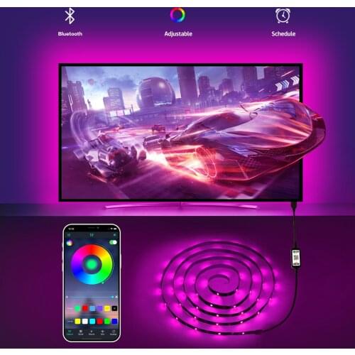 9.84ft LED Lights for TV USB Powered TV Backlight Sync with Music Bluetooth APP Control Led Strip Lights for Bedroom Gaming