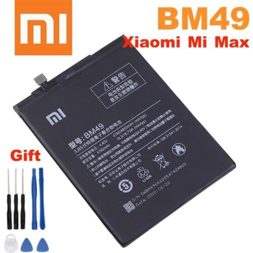BM49 Xiao mi 100% Original Battery For Xiaomi Mi Max BM49 High Quality Phone Replacement Batteries 4760mAh +free tools