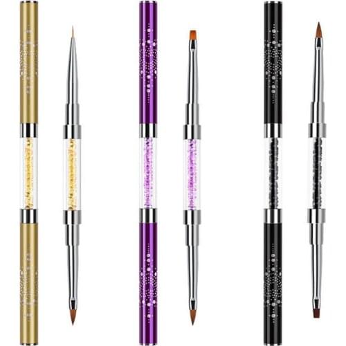 1PC Acrylic Nail Brush Double-Ended Nail Art Brush For 3D Nail Art Double Head Nail Art UV Gel Polish Design Draw Pen Nail Brush