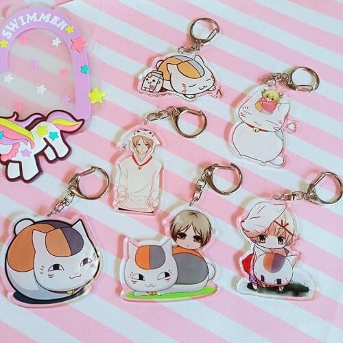 Anime Acrylic Keychain Natsume Yuujinchou Keychain Natsume Takashi Cat Teacher Transparent Key Pendant