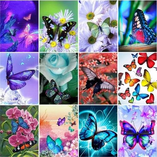 DIY 5D Diamond Painting Butterfly Animal Mosaic Full Round Rhinestone Diamond Embroidery Flowers Cross Stitch Kits Home Decor