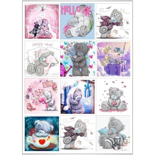Diamond Painting Full Square/Round Cartoon Animals Bear Baby Teddy Bear Girl Boy Daimond Painting Embroidery Cross Stitch