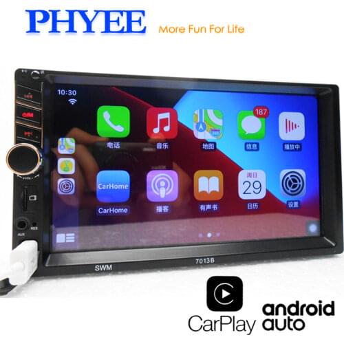 2 Din Carplay Car Radio Android Auto MP5 Video Player Bluetooth Handsfree USB 7" Touch Screen Stereo Audio Head Unit PHYEE 7013B