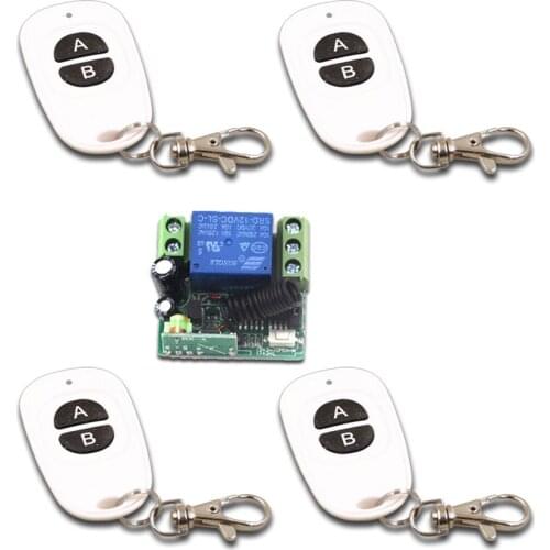 DC12V Mini RF Wireless Remote Control System 4 Transmitter +1Receiver for Household Smart Remote Control 315/433MHZ
