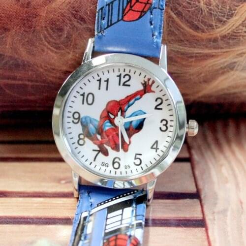 Marvel Boys Watch Spiderman Super Hero Watch Leather Strap Cartoons Kids Boys Watches Birthday Surprise Gifts for Kids Boy Watch