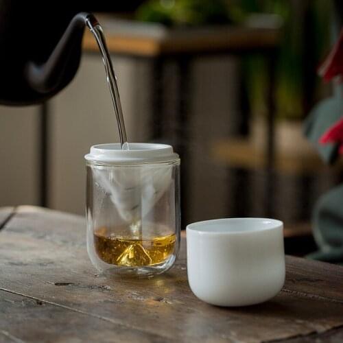 Kung Fu Tea Set with Cover Glass Office Transparent Home Tea Drinking Cup Filter Glass Tea Cup Easy to Carry Gift Pack Tea Cup