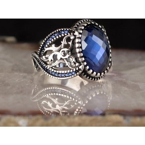 Zircon Traditional Handmade Turkish 925 Sterling Silver Signet Rings Jewelry Gift From Turkey for Women Men