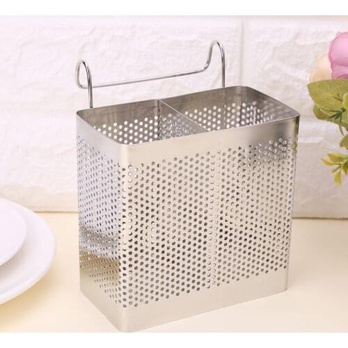 Stainless Steel Hanging Cutlery Holder Drainer Spoon Fork Chopsticks Storage Basket Rack Kitchen Accessories Tools Organizer