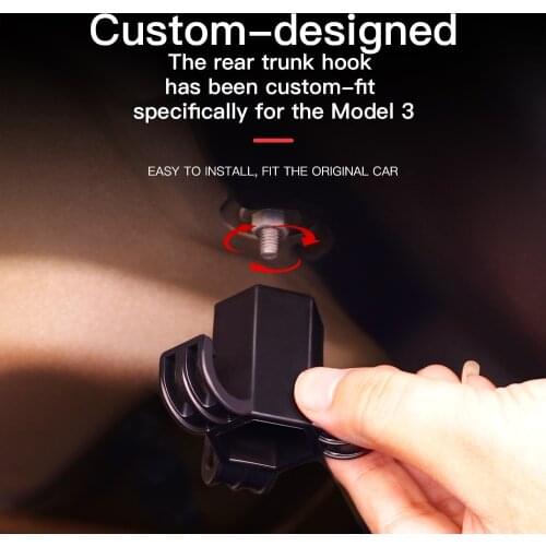 For Tesla Model 3 Durable Car Bolt Cover Mounting Holder for Tesla Model3 Accessories Trunk Hook Load Exceed 20kg