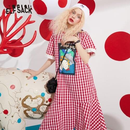 Модные платья в клетку ELF SACK China At AliExpress