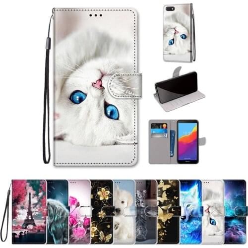 PU Leather Flip Coque For Huawei Y5 Y5 Prime 2018 Y5 2019 Case Cover Cartoon Shell For Huawei Honor 7S 8S Play 7 Case Cover