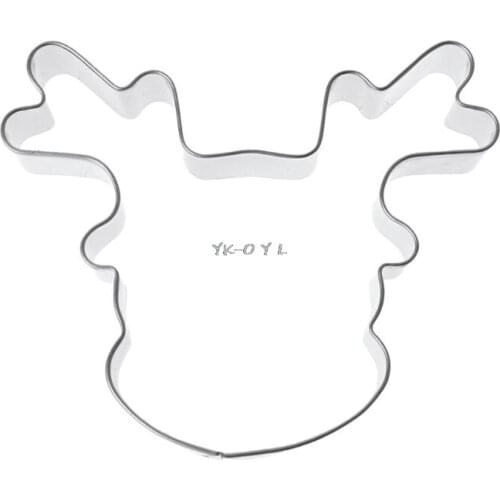 Stainless Steel Cookie Cutter Biscuit Mold Christmas Deer Head Reindeer Mould DIY Tool