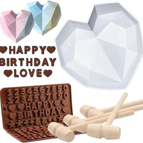 Heart Molds for Chocolate 8.7 Inch large Silicone Cake Mold 2Pcs Silicone Letter Mold for Valentines Day Surprise Candy Mousse