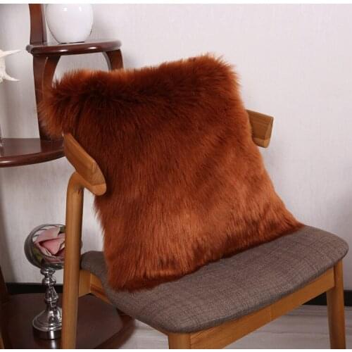 Hot Artificial Wool Fur Sheepskin Cushion Cover Hairy Faux Plain Fluffy Soft Throw Pillowcase Washable Square Solid Pillow Case