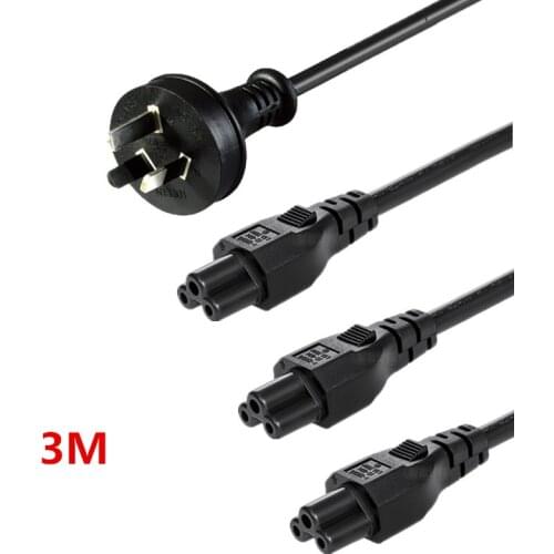 Power Y Type Splitter Adapter Cable Single Australian Plug Male to 3x C5 Female Cord for Computer host display