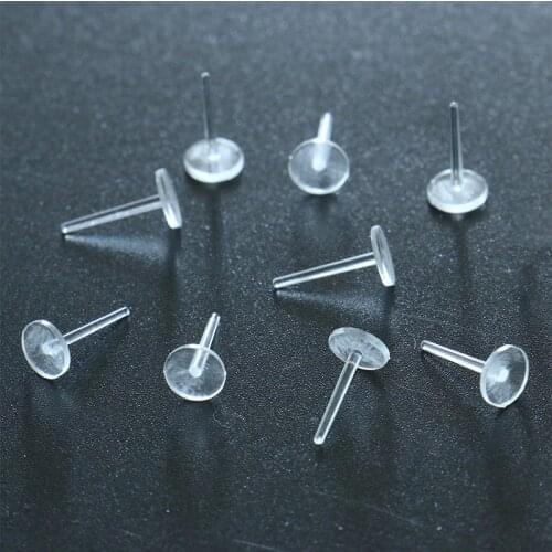 50pcs Environmentally friendly material transparent import 6*11MM flat earrings time gemstone tray