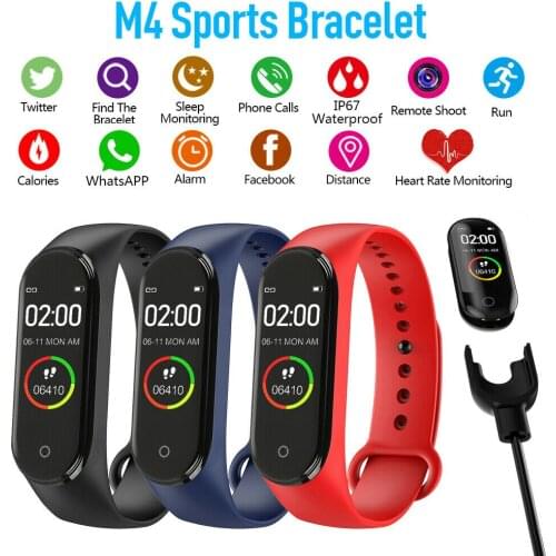 M4 Sport Smart Band Fitness Silicone Smart Watch Smart Bracelet Heart Rate Blood Pressure Watch Tracker Monitor Health Wristband