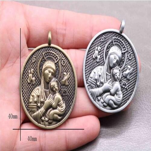 Brushed Ancient Bronze Santa Ana Madonna Medal, Charm Saint Anna Juvenile Christ Medal 20PCS