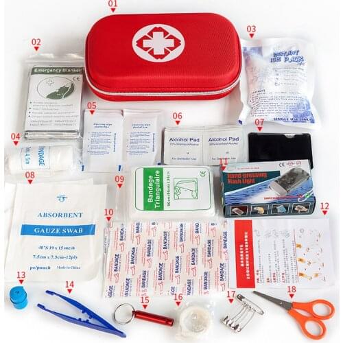 Mini First Aid Kit 44 Pieces Small EVA storage bag Perfect for Travel Outdoor Home Office Camping Hiking Car Emergency medical